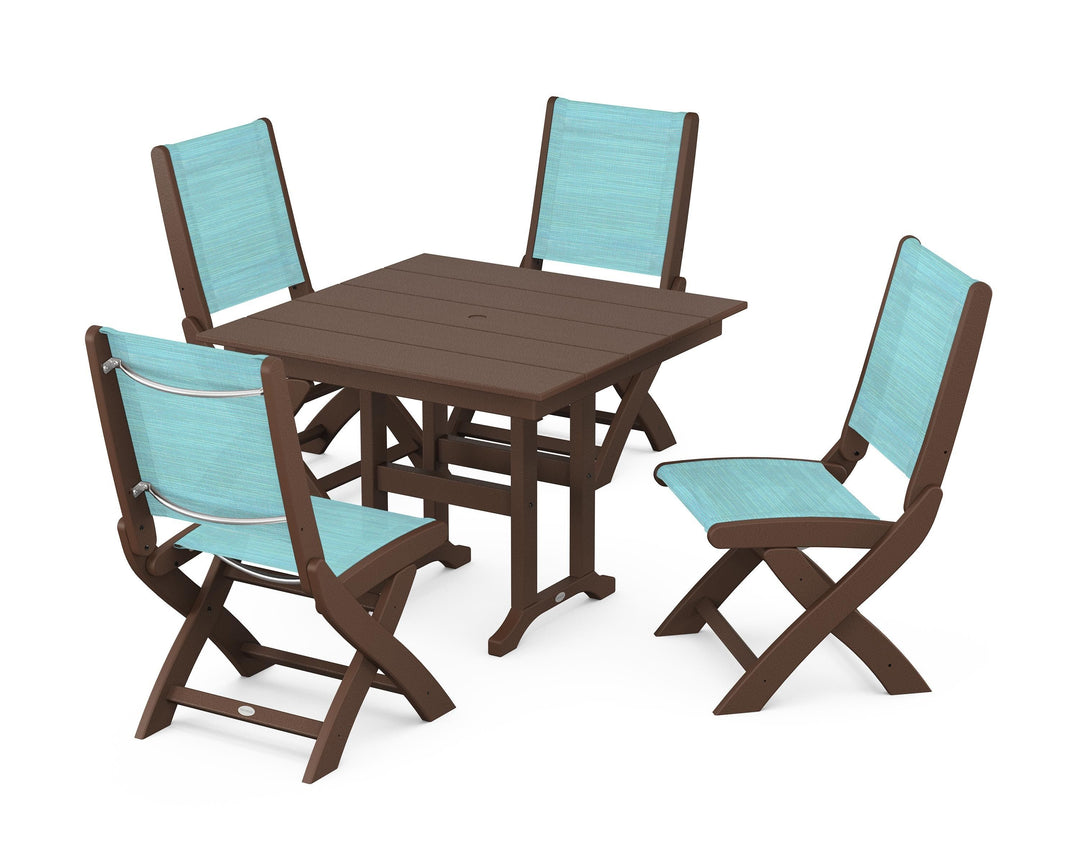 POLYWOOD® Coastal Folding Side Chair 5-Piece Farmhouse Dining Set