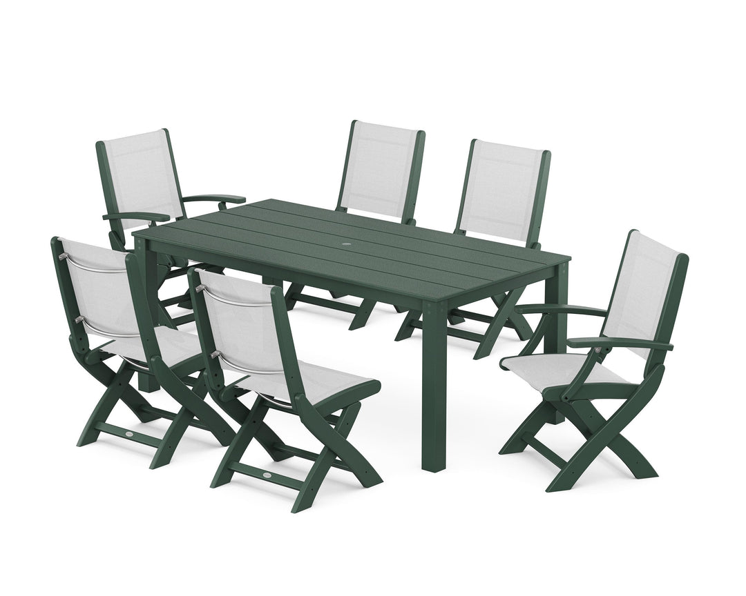 POLYWOOD® Coastal Folding Chair 7-Piece Parsons Dining Set