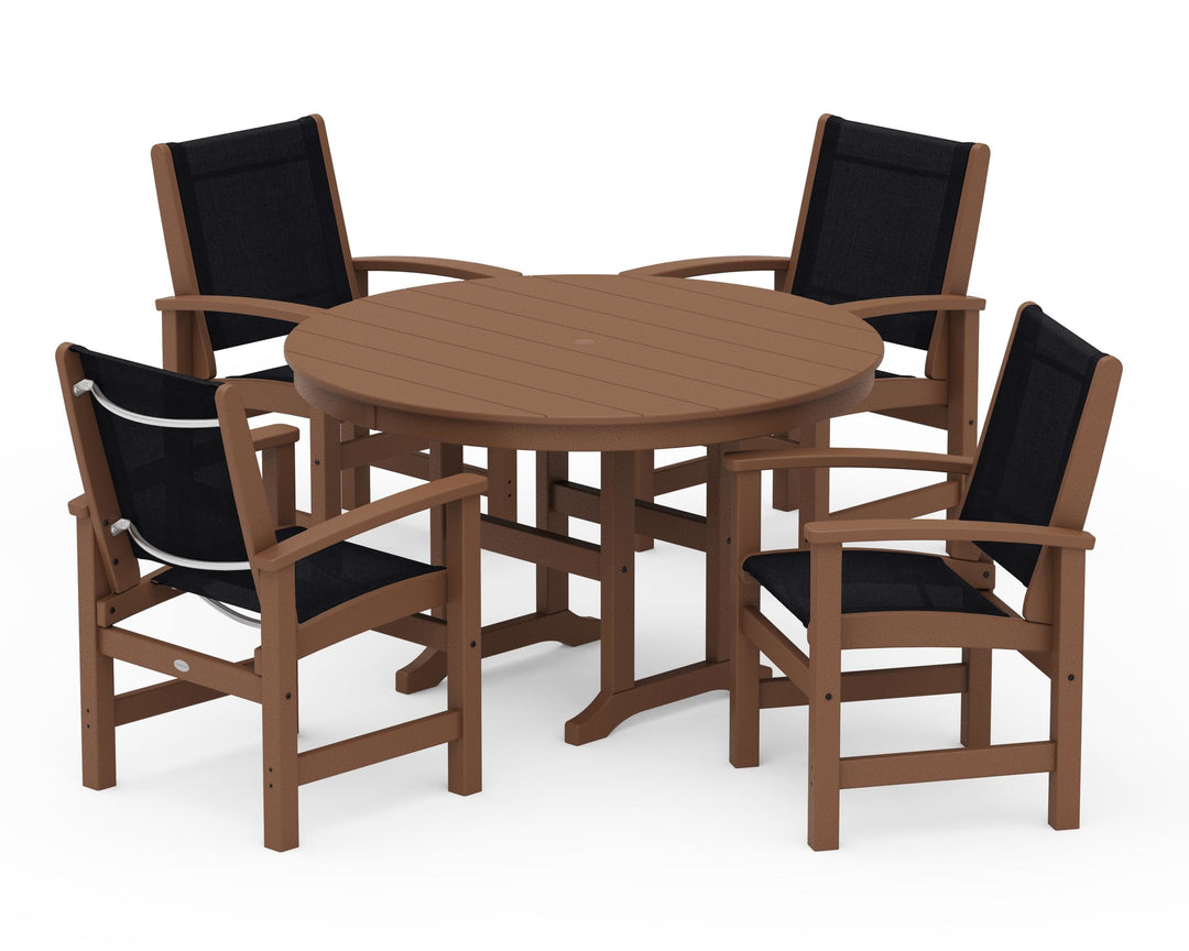 POLYWOOD® Coastal 5-Piece Round Farmhouse Dining Set
