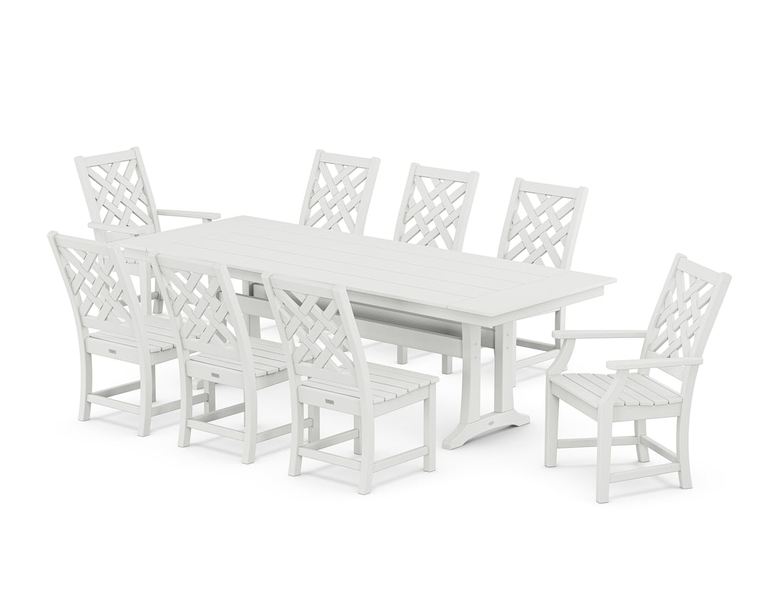 Country Living Wovendale 9-Piece Farmhouse Dining Set with Trestle Legs