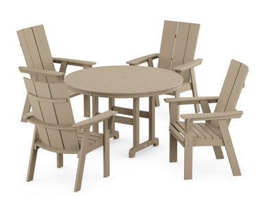 Modern Curveback Adirondack 5-Piece Round Farmhouse Dining Set