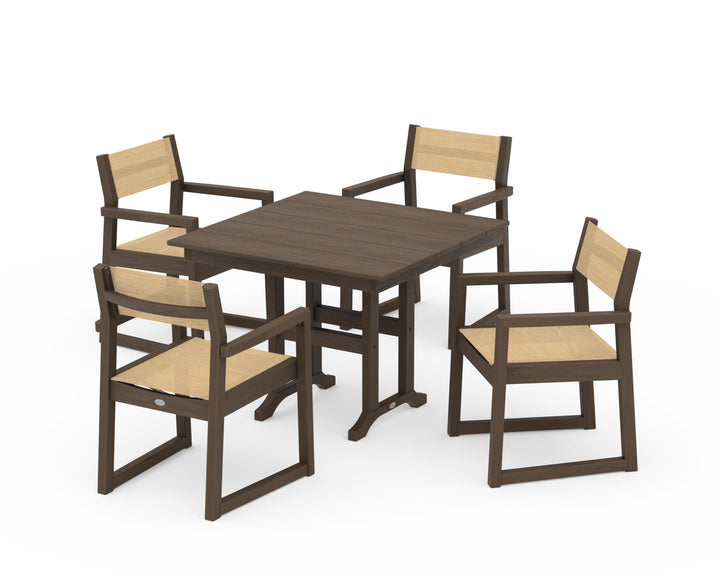 POLYWOOD® EDGE Sling Arm Chair 5-Piece Farmhouse Dining Set