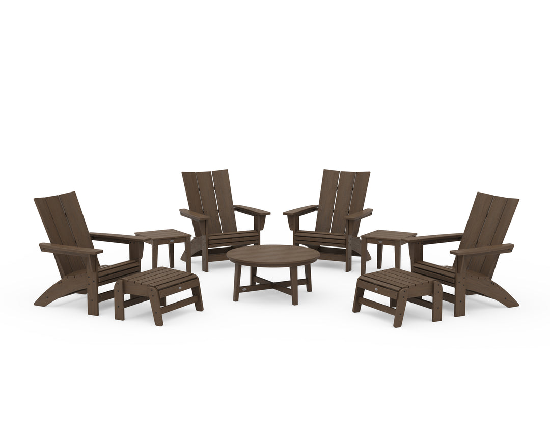 POLYWOOD® Modern Grand Adirondack 9-Piece Conversation Set