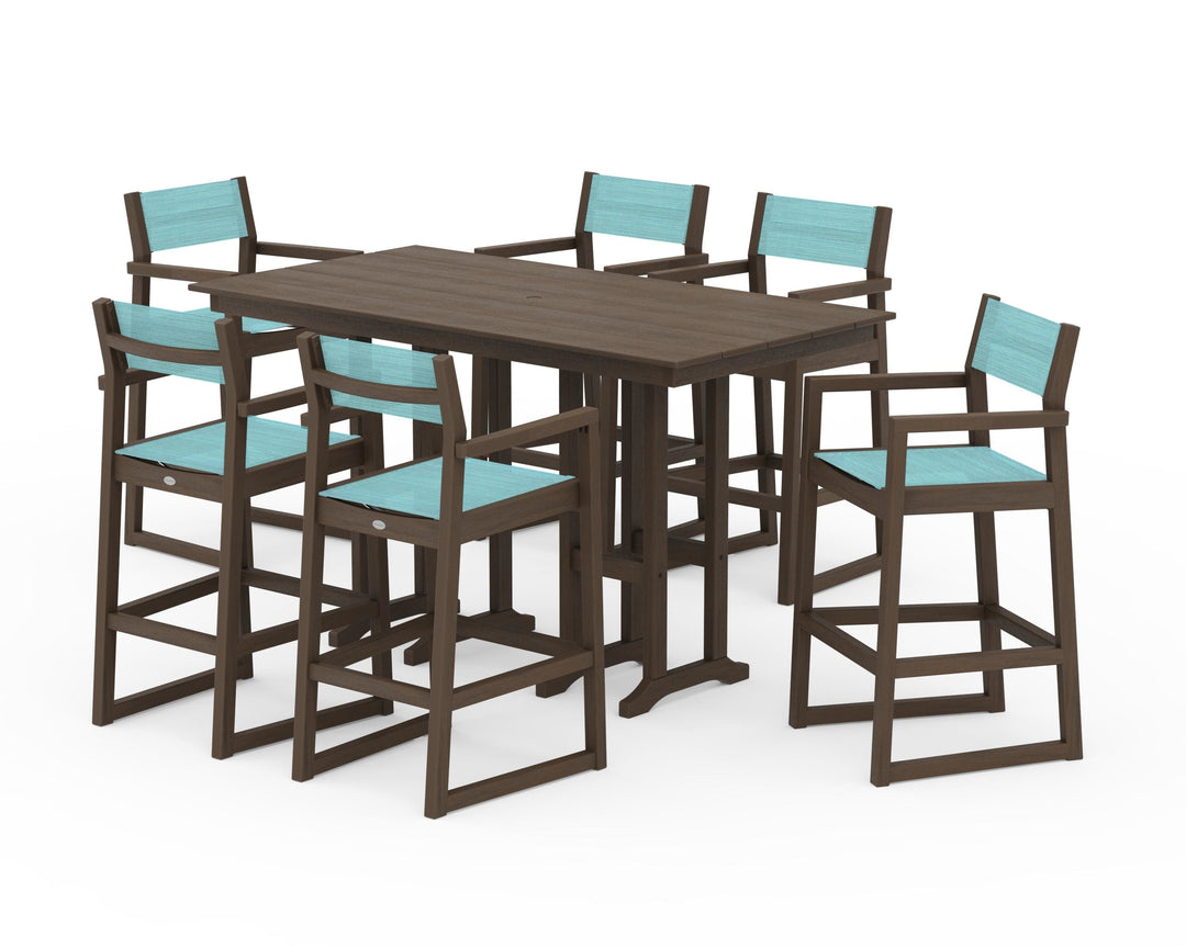 POLYWOOD® EDGE Sling Arm Chair 7-Piece Farmhouse Bar Set