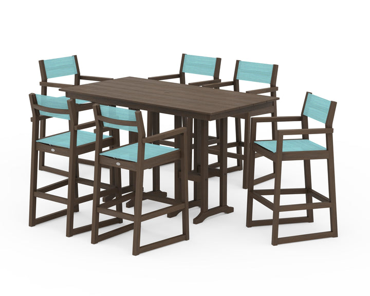 POLYWOOD® EDGE Sling Arm Chair 7-Piece Farmhouse Bar Set