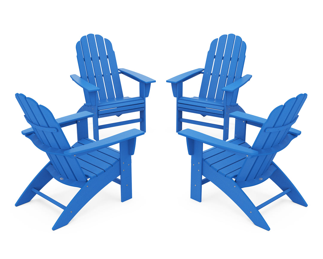 POLYWOOD® 4-Piece Vineyard Curveback Adirondack Chair Conversation Set