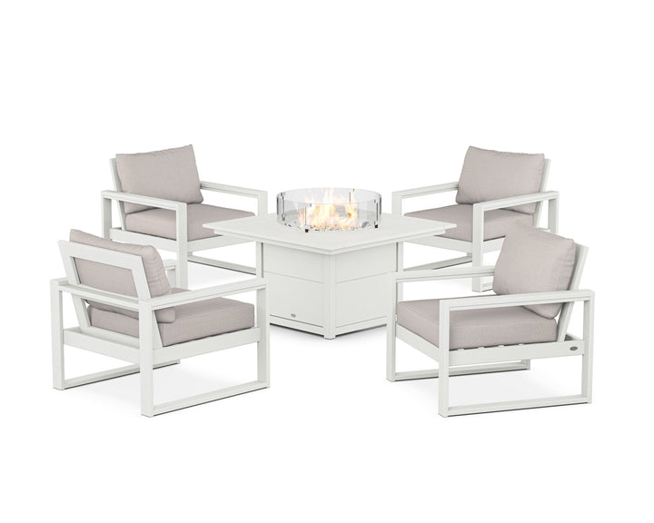 POLYWOOD® EDGE Sectional 5-Piece Deep Seating Set with Fire Pit Table