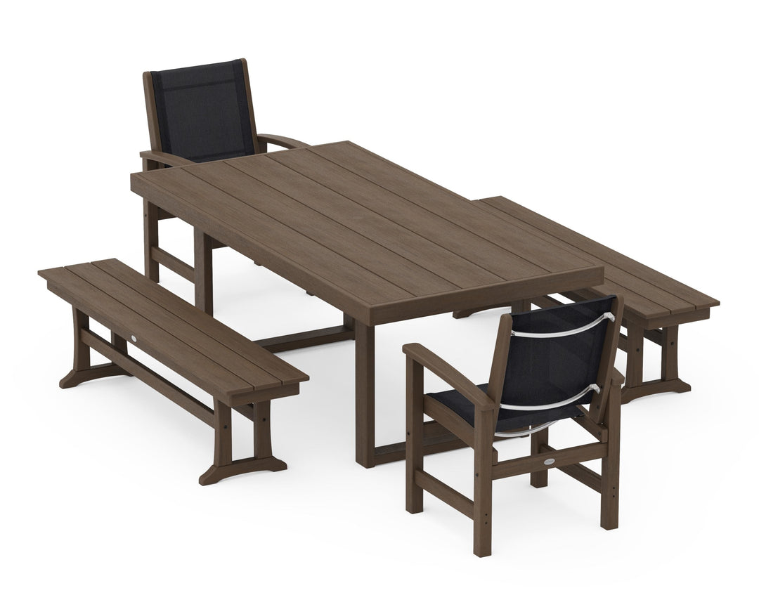 POLYWOOD® Coastal 5-Piece Dining Set with Trestle Legs
