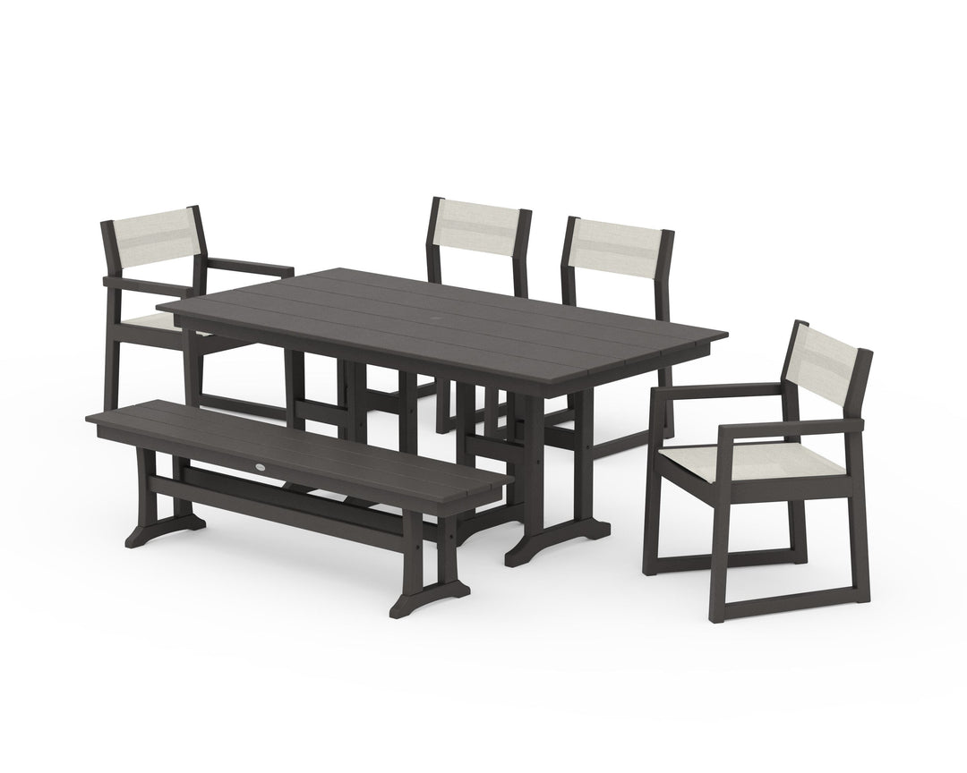 POLYWOOD® EDGE Sling 6-Piece Farmhouse Dining Set