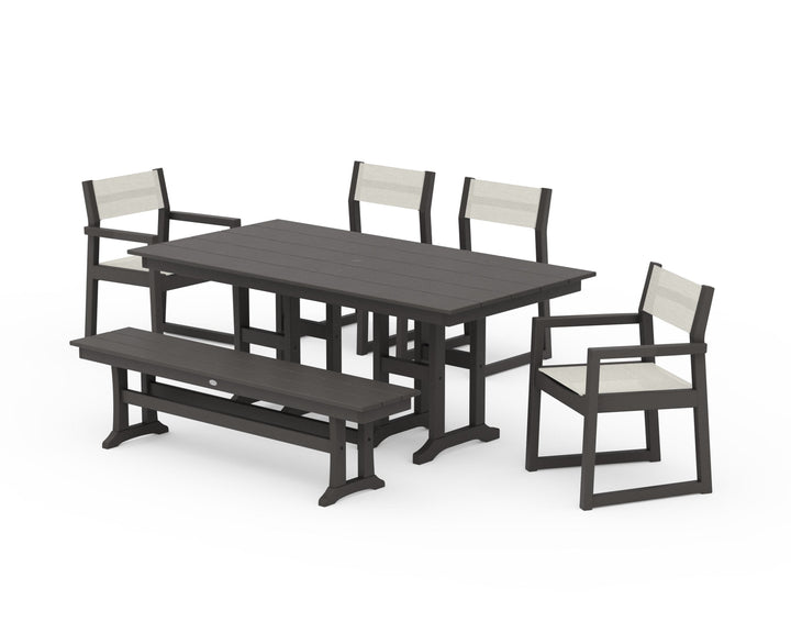 POLYWOOD® EDGE Sling 6-Piece Farmhouse Dining Set