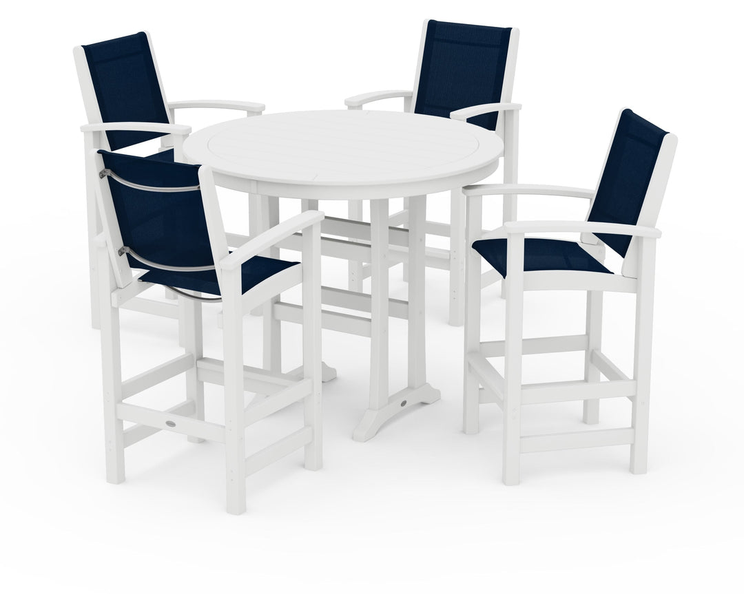 POLYWOOD® Coastal 5-Piece Nautical Trestle Bar Set