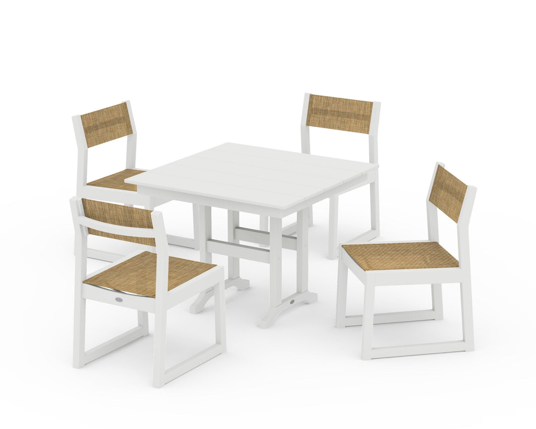 POLYWOOD® EDGE Sling Side Chair 5-Piece Farmhouse Dining Set