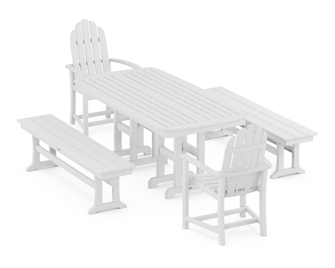 POLYWOOD® Classic Adirondack 5-Piece Dining Set with Benches