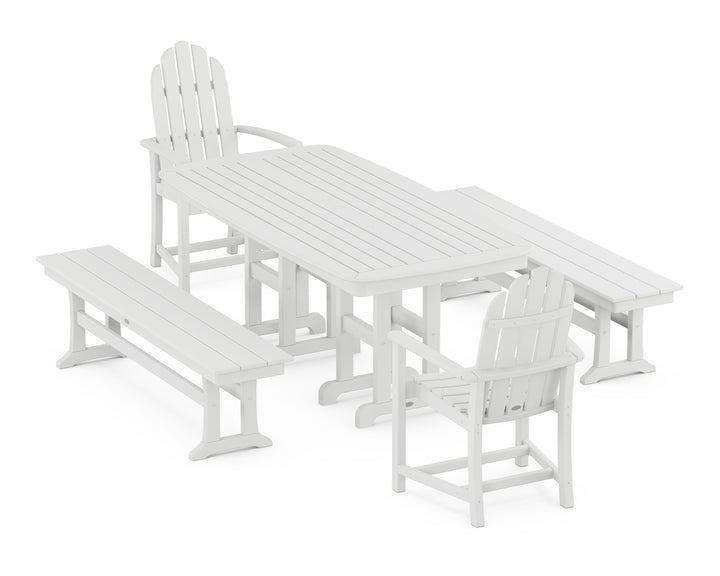 POLYWOOD® Classic Adirondack 5-Piece Dining Set with Benches