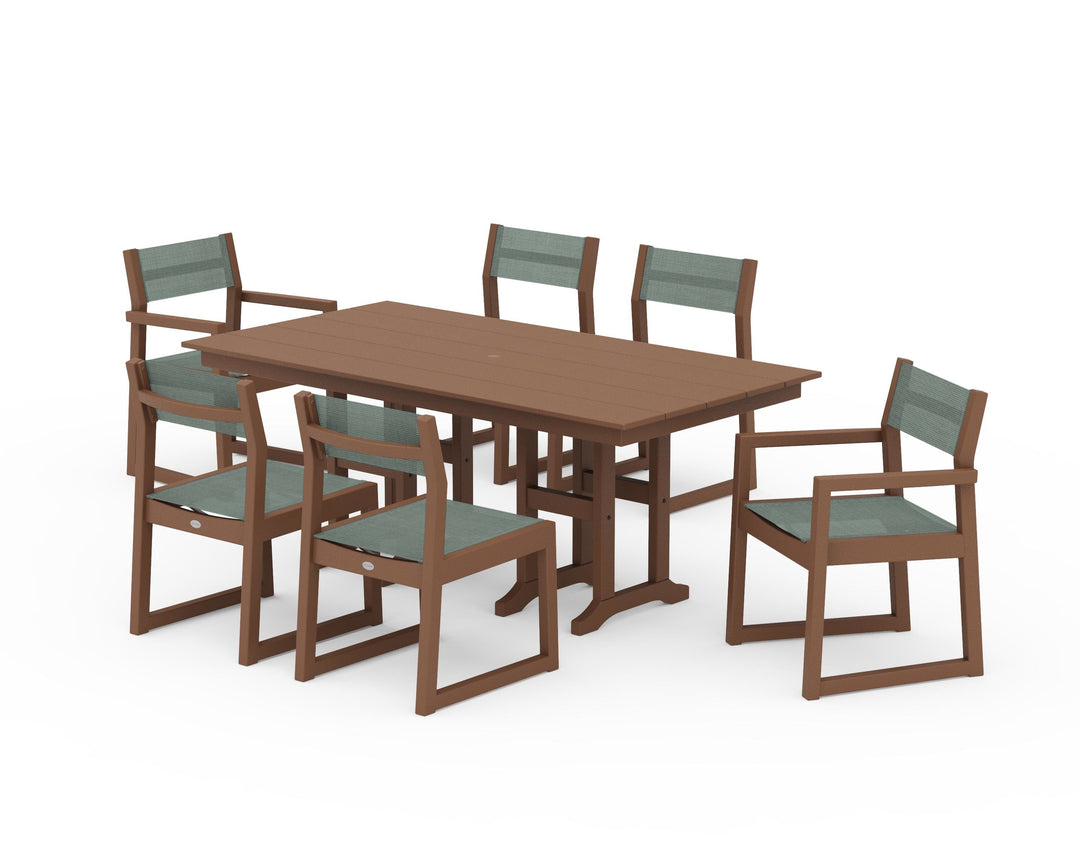 POLYWOOD® EDGE Sling 7-Piece Farmhouse Dining Set