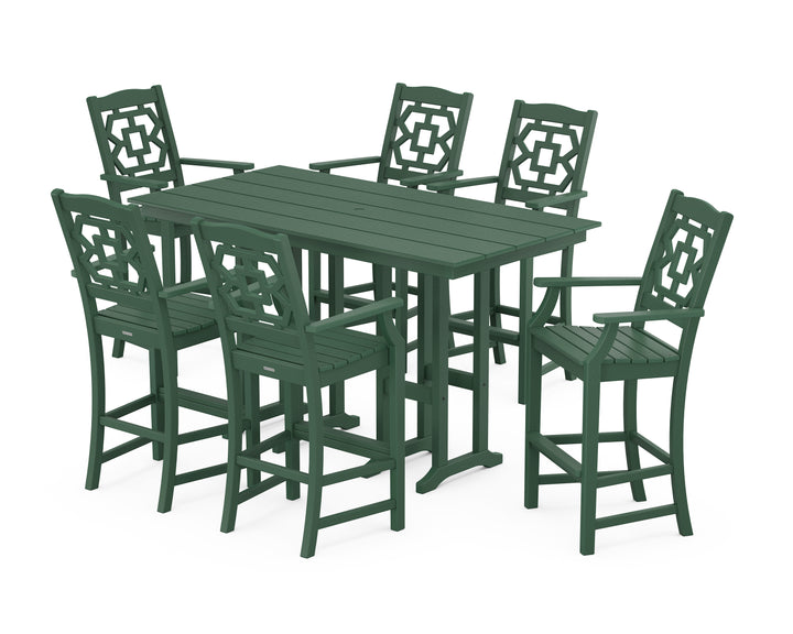 Martha Stewart by POLYWOOD® Chinoiserie Arm Chair 7-Piece Farmhouse Bar Set