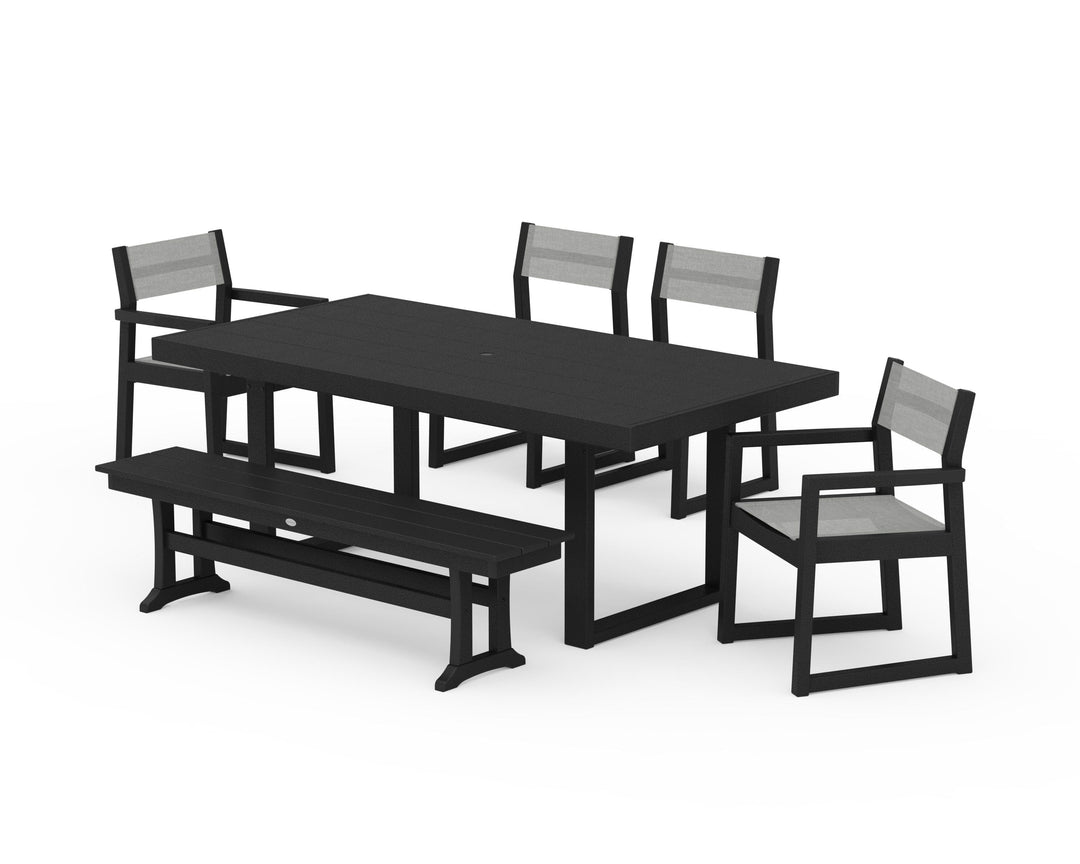 POLYWOOD® EDGE Sling 6-Piece Dining Set with Bench