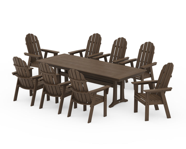 POLYWOOD® Vineyard 9-Piece Curveback Adirondack Farmhouse Dining Set with Trestle Legs