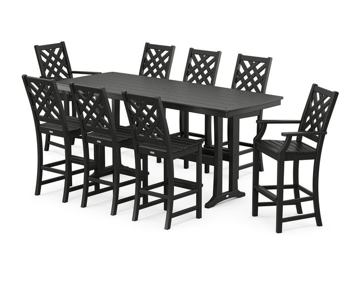 Country Living Wovendale 9-Piece Bar Set with Trestle Legs