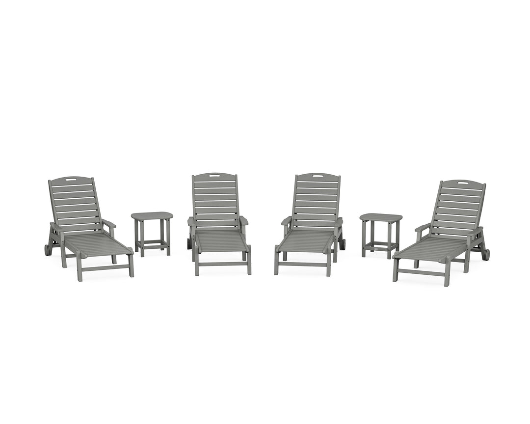 POLYWOOD® Nautical Chaise 6-Piece Set with Arms & Wheels