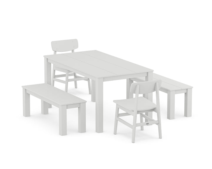 POLYWOOD® Modern Studio Urban Chair 5-Piece Parsons Dining Set with Benches