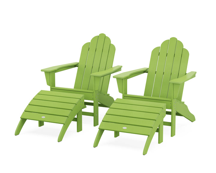 POLYWOOD® Long Island Adirondack Chair 4-Piece Set with Ottomans