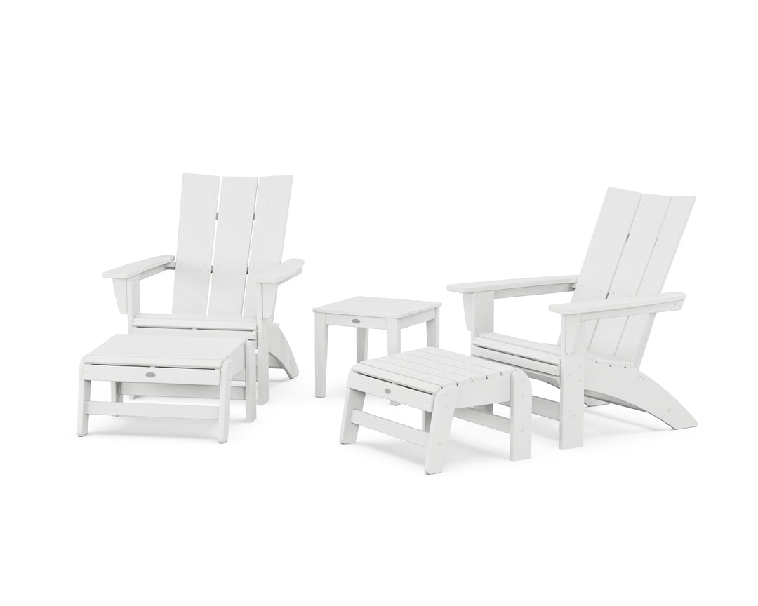 POLYWOOD® 5-Piece Modern Grand Adirondack Set with Ottomans and Side Table