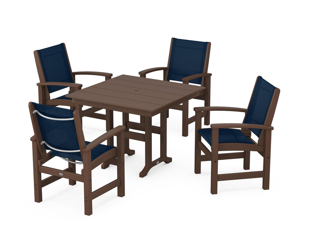 POLYWOOD® Coastal 5-Piece Farmhouse Dining Set