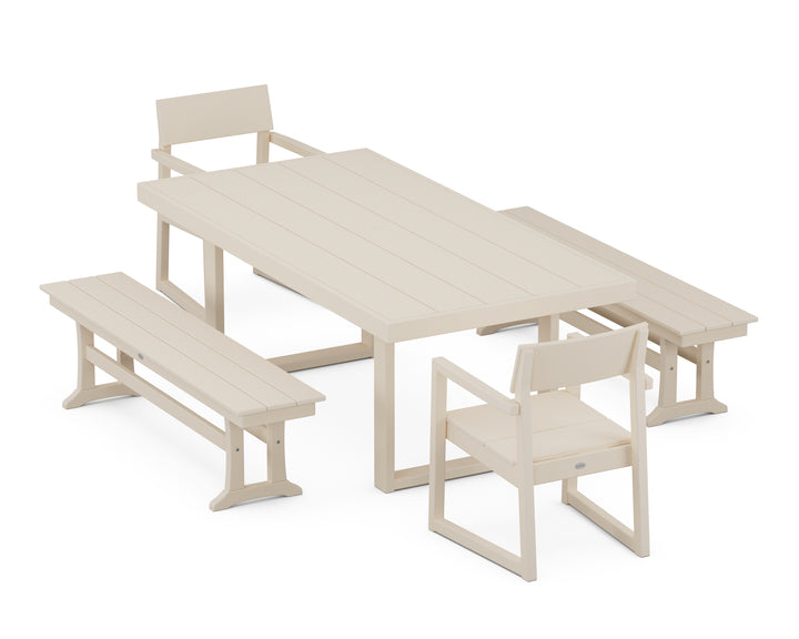 POLYWOOD® EDGE 5-Piece Dining Set with Benches