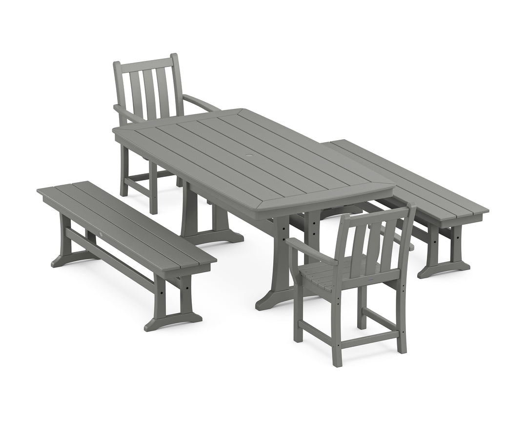 POLYWOOD® Traditional Garden 5-Piece Dining Set with Trestle Legs