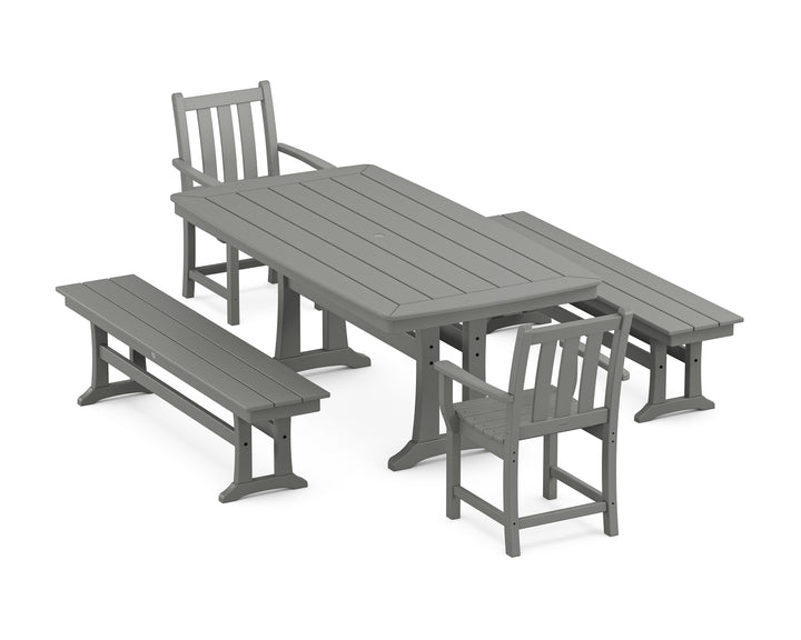 POLYWOOD® Traditional Garden 5-Piece Dining Set with Trestle Legs