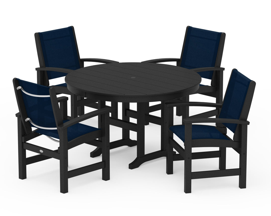 POLYWOOD® Coastal 5-Piece Round Farmhouse Dining Set