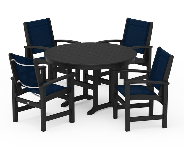 POLYWOOD® Coastal 5-Piece Round Farmhouse Dining Set
