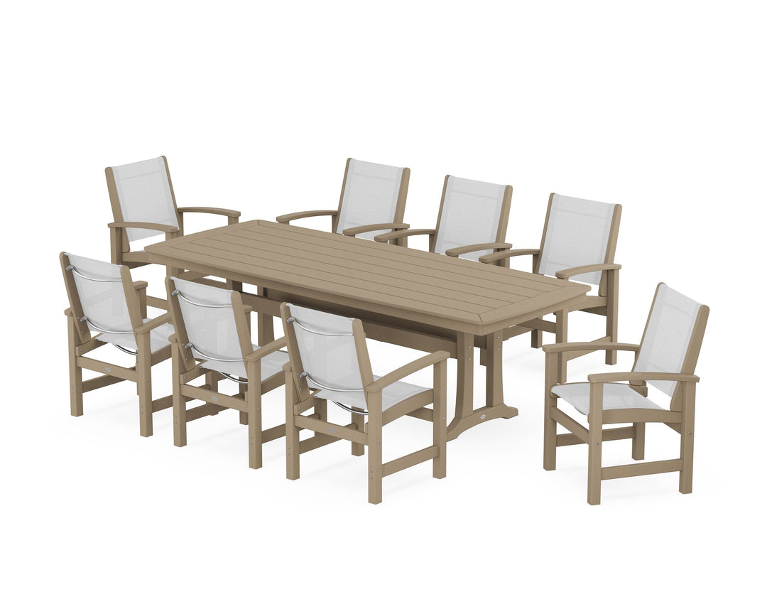 POLYWOOD® Coastal 9-Piece Dining Set with Trestle Legs