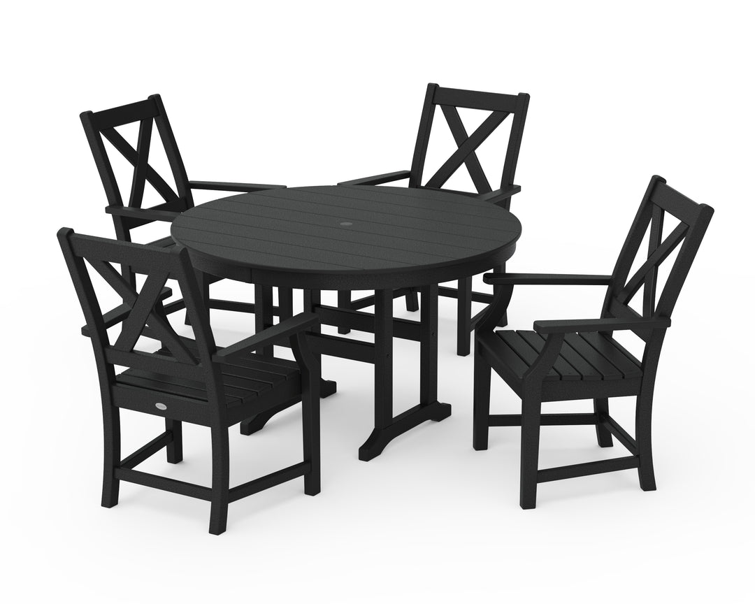 POLYWOOD® Braxton 5-Piece Round Farmhouse Dining Set
