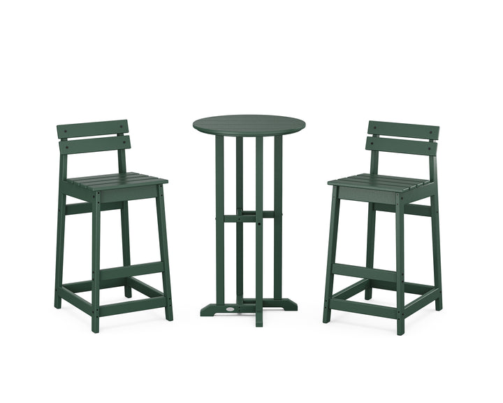 POLYWOOD® Modern Studio Plaza Lowback Bar Chair 3-Piece Bistro Set