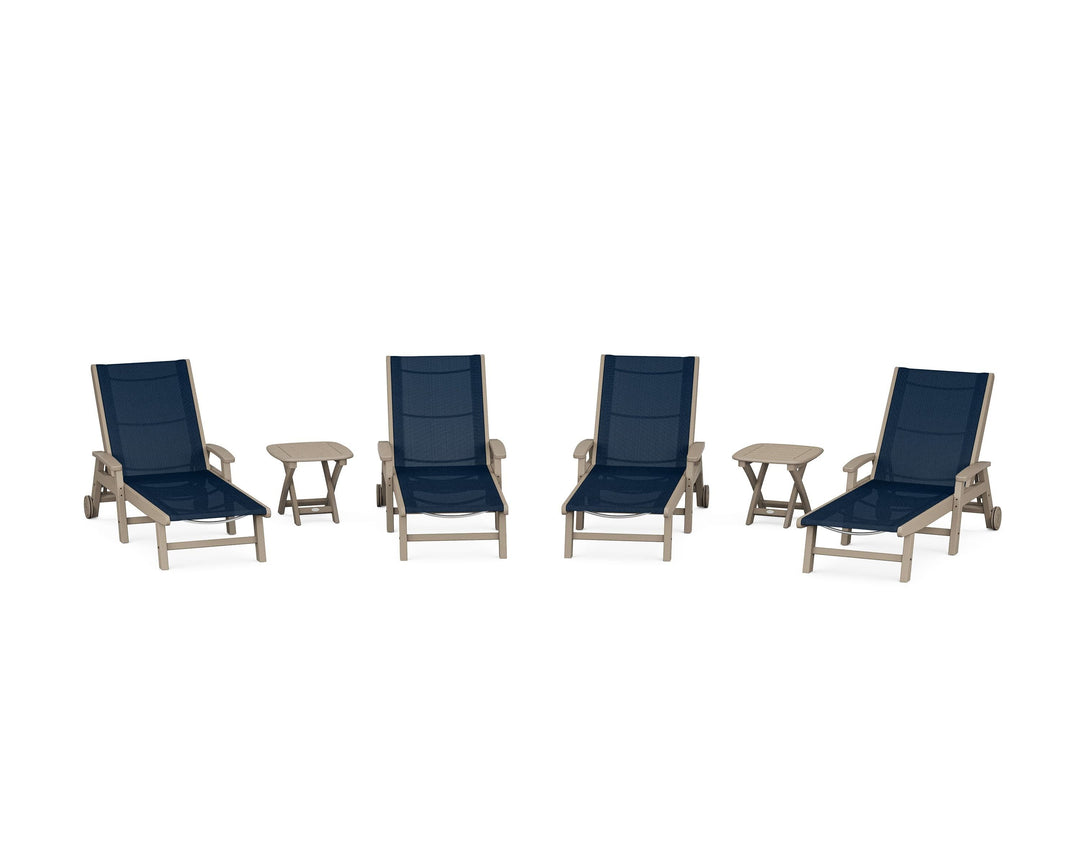 POLYWOOD® Coastal Chaise 6-Piece Set with Wheels