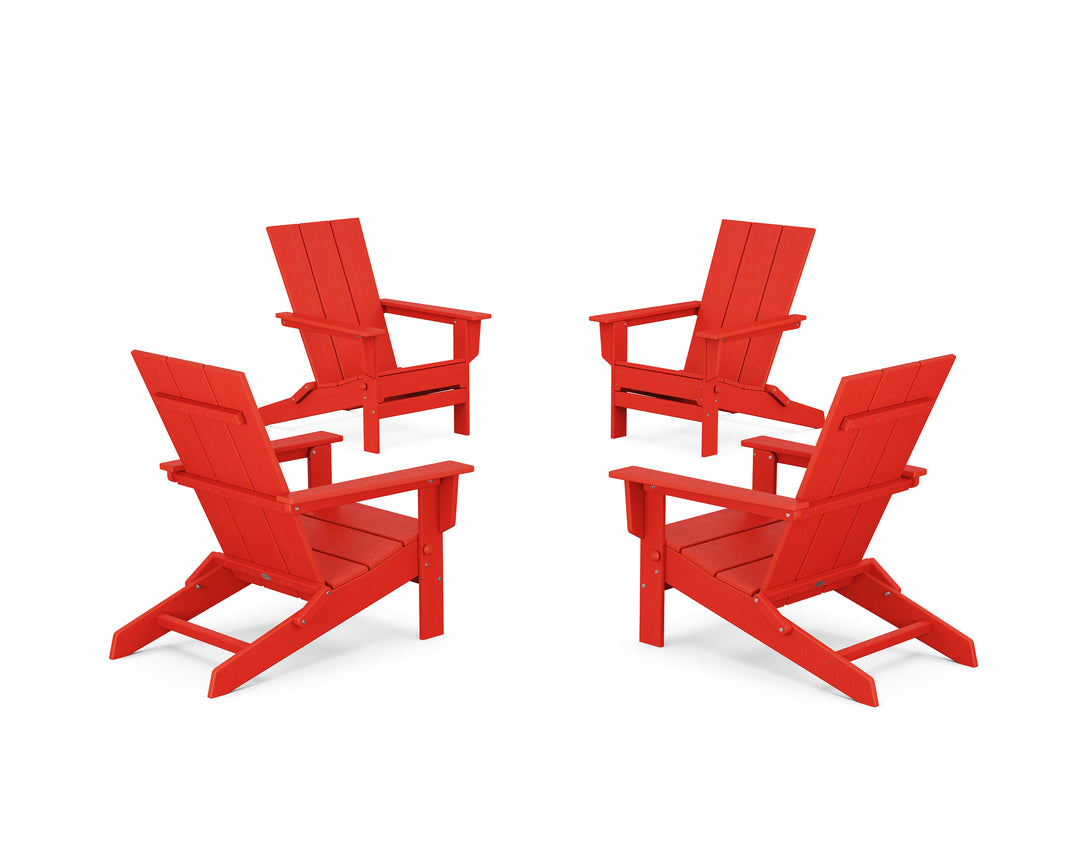 POLYWOOD® 4-Piece Modern Studio Folding Adirondack Chair Conversation Set