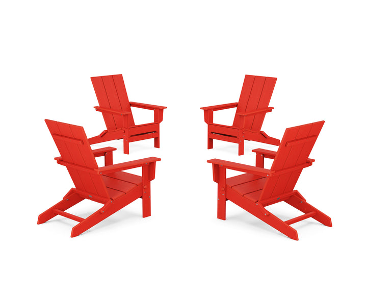 POLYWOOD® 4-Piece Modern Studio Folding Adirondack Chair Conversation Set