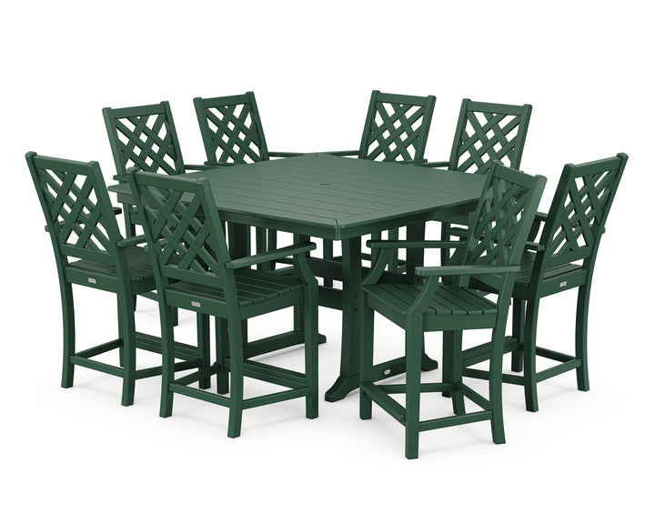 Country Living Wovendale 9-Piece Square Counter Set with Trestle Legs