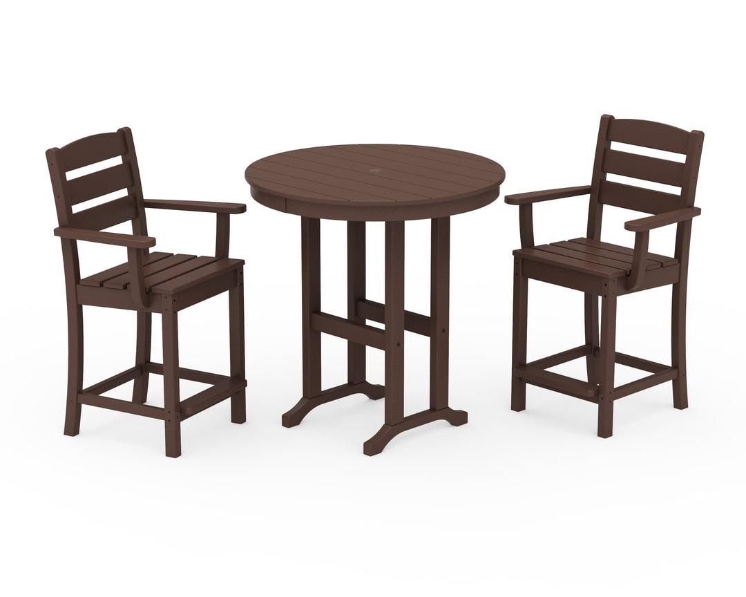 POLYWOOD® Lakeside 3-Piece Round Farmhouse Arm Chair Counter  Set