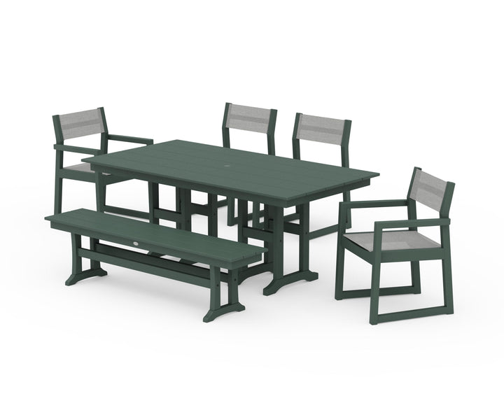 POLYWOOD® EDGE Sling 6-Piece Farmhouse Dining Set