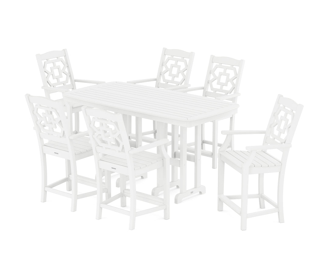 Martha Stewart by POLYWOOD® Chinoiserie Arm Chair 7-Piece Counter Set