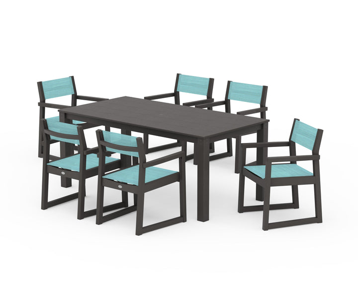 POLYWOOD® EDGE Sling Arm Chair 7-Piece Parsons Dining Set