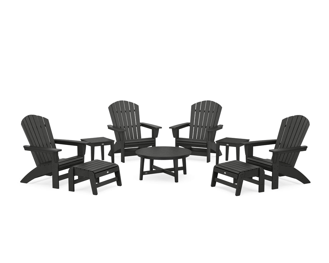 POLYWOOD® Nautical Grand Adirondack 9-Piece Conversation Set