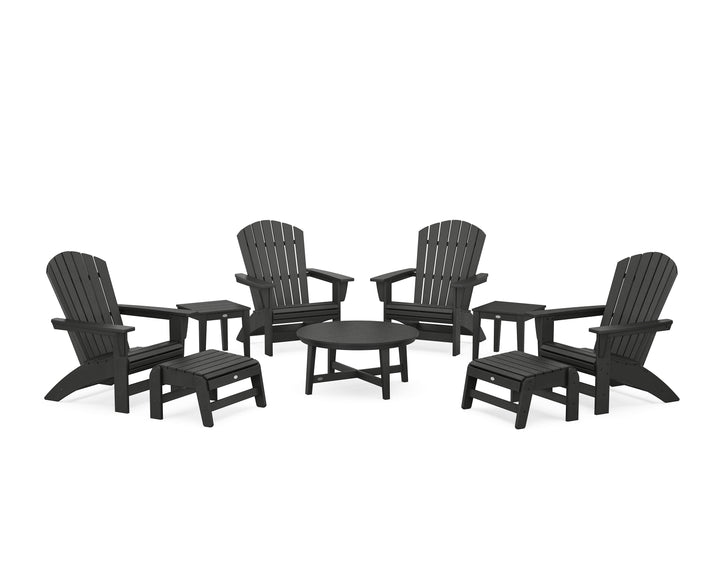 POLYWOOD® Nautical Grand Adirondack 9-Piece Conversation Set