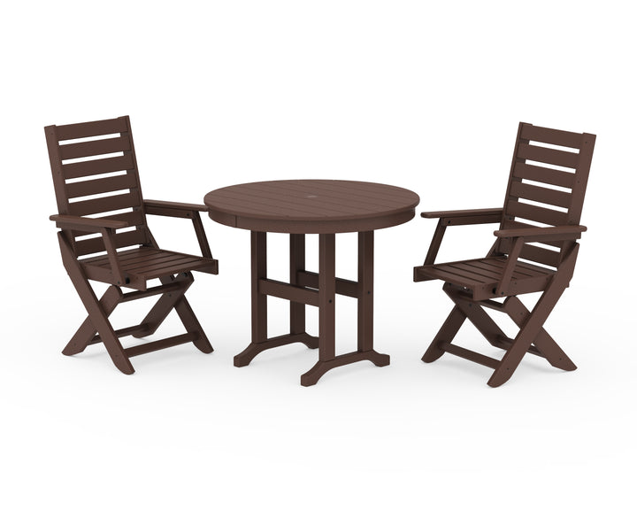 POLYWOOD® Captain Folding Chair 3-Piece Round Dining Set