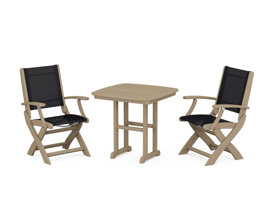 POLYWOOD® Coastal Folding Chair 3-Piece Dining Set