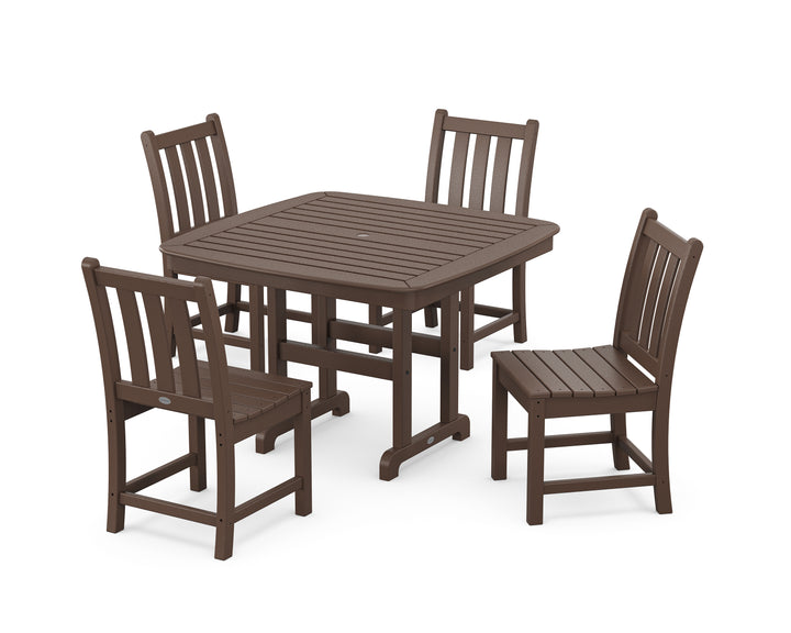 POLYWOOD® Traditional Garden Side Chair 5-Piece Dining Set with Trestle Legs
