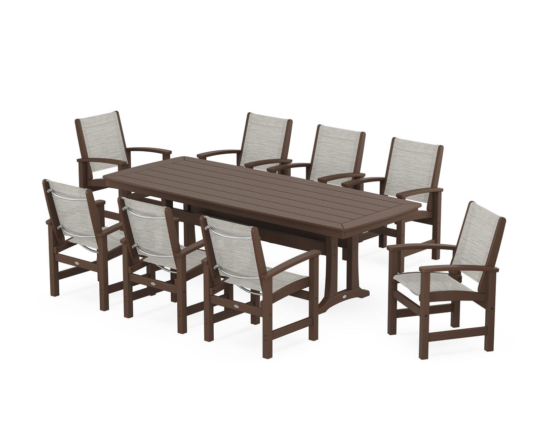 POLYWOOD® Coastal 9-Piece Dining Set with Trestle Legs